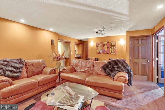 3202 Nash Rd, Reading, PA 19608 - living area featuring carpet, a textured ceiling, and recessed lighting