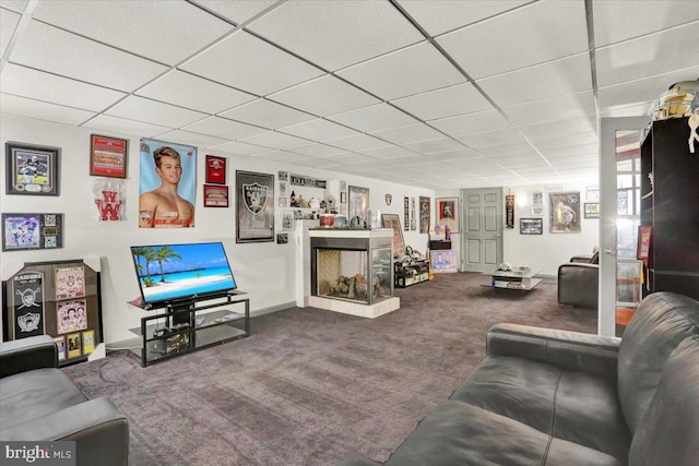 3202 Nash Rd, Reading, PA 19608 - living room with a drop ceiling, carpet floors, and baseboards