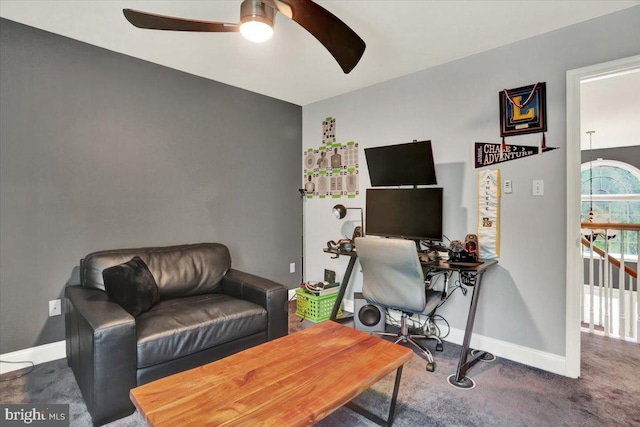 3202 Nash Rd, Reading, PA 19608 - office space featuring a ceiling fan, baseboards, and carpet flooring