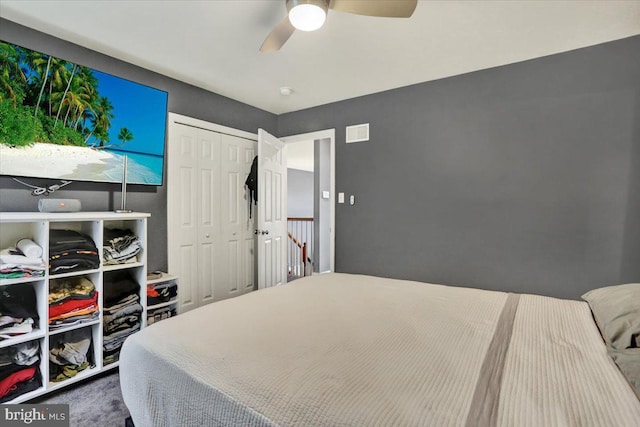 3202 Nash Rd, Reading, PA 19608 - carpeted bedroom featuring ceiling fan and a closet
