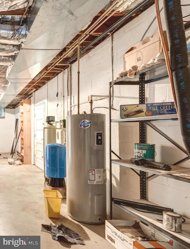 utility room with water heater
