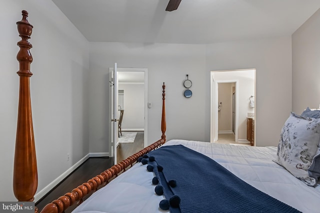 2012 Quay Village Ct Unit 202, Annapolis, MD 21403 - bedroom featuring wood finished floors, ceiling fan, ensuite bath, and baseboards