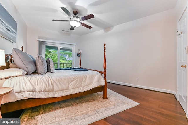 2012 Quay Village Ct Unit 202, Annapolis, MD 21403 - bedroom with wood finished floors, access to outside, baseboards, and a ceiling fan