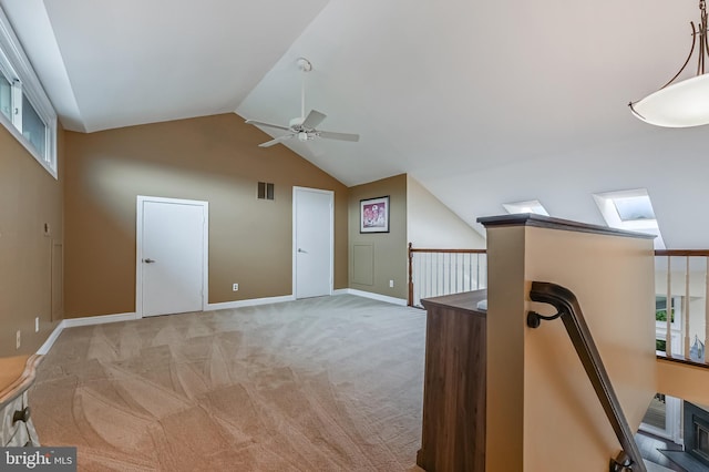 2012 Quay Village Ct Unit 202, Annapolis, MD 21403 - bonus room with a skylight, lofted ceiling, ceiling fan, light carpet, and baseboards