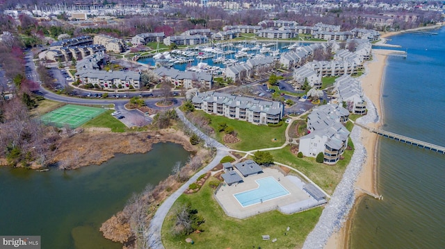 2012 Quay Village Ct Unit 202, Annapolis, MD 21403 - aerial view of property's location with a nearby body of water and a pool area