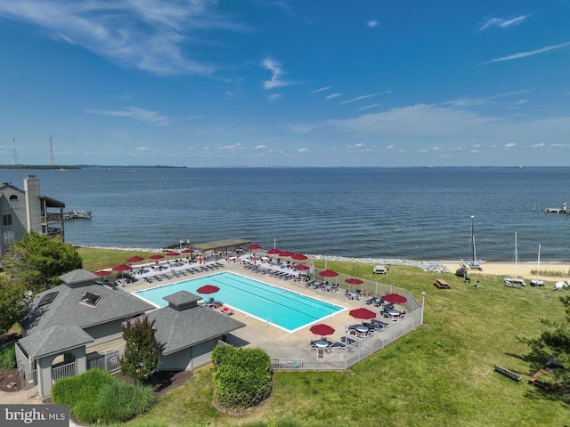 2012 Quay Village Ct Unit 202, Annapolis, MD 21403 - bird's eye view of a nearby body of water and a pool area