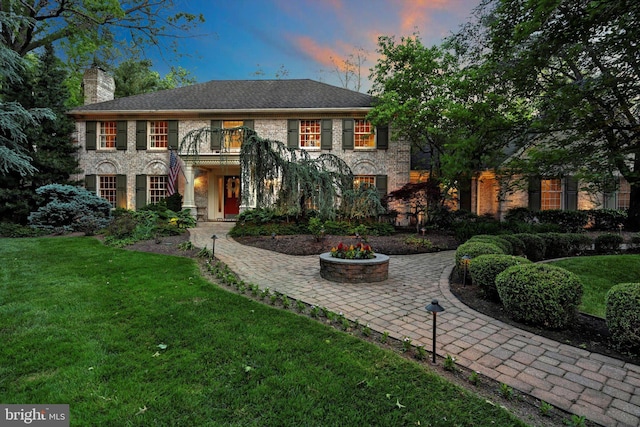 1716 Olmsted Way E, Camp Hill, PA 17011 - colonial-style house featuring a front lawn, a chimney, and a balcony
