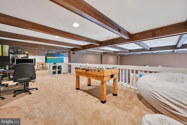 1716 Olmsted Way E, Camp Hill, PA 17011 - playroom with carpet, beam ceiling, a desk, and recessed lighting