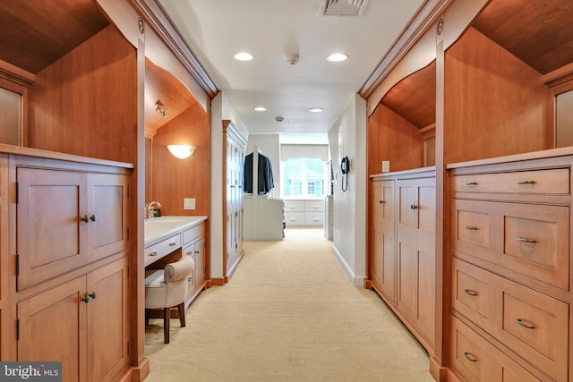 1716 Olmsted Way E, Camp Hill, PA 17011 - hall with light colored carpet, baseboards, recessed lighting, and a sink