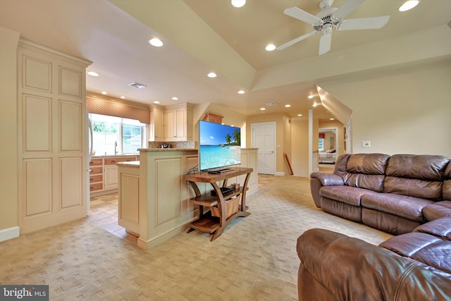 1716 Olmsted Way E, Camp Hill, PA 17011 - living area with recessed lighting, a ceiling fan, and baseboards