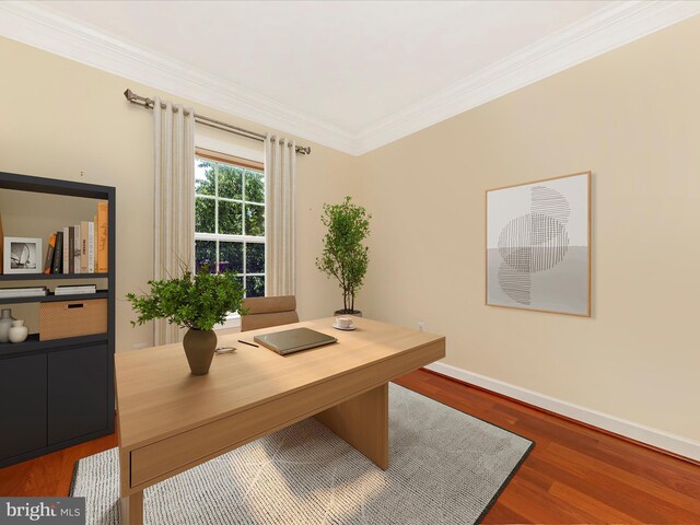 15 Wagon Shed Ln, Middletown, MD 21769 - office area featuring wood finished floors, baseboards, and ornamental molding
