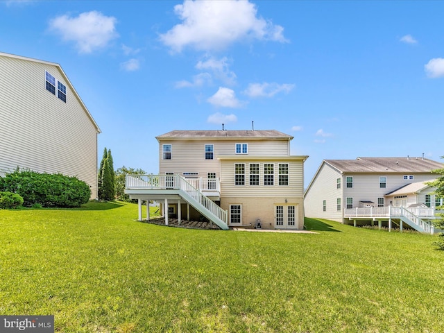 15 Wagon Shed Ln, Middletown, MD 21769 - back of house featuring stairs, a wooden deck, and a yard