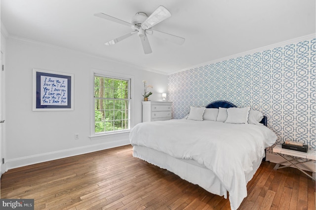 512 Worthington Rd, Chester Springs, PA 19425 - bedroom with crown molding, wood-type flooring, baseboards, and a ceiling fan