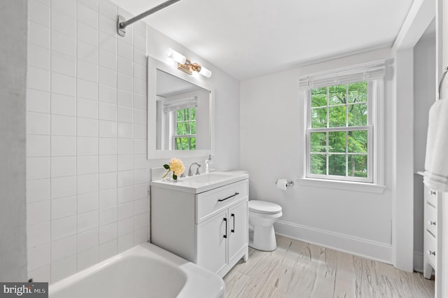 512 Worthington Rd, Chester Springs, PA 19425 - bathroom featuring toilet, baseboards, vanity, and shower / washtub combination