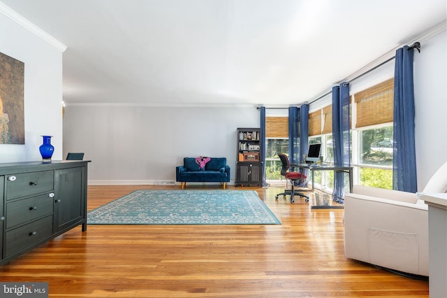 1128 Coventry Rd, Cheltenham, PA 19012 - sitting room featuring crown molding, wood finished floors, and baseboards