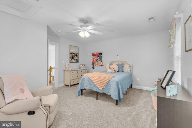 14745 Jennifer Ct, Issue, MD 20645 - bedroom with light carpet, ceiling fan, and baseboards