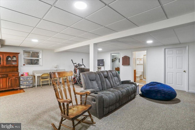 6194 Milo School Rd, Great Cacapon, WV 25422 - carpeted living area featuring a drop ceiling and recessed lighting