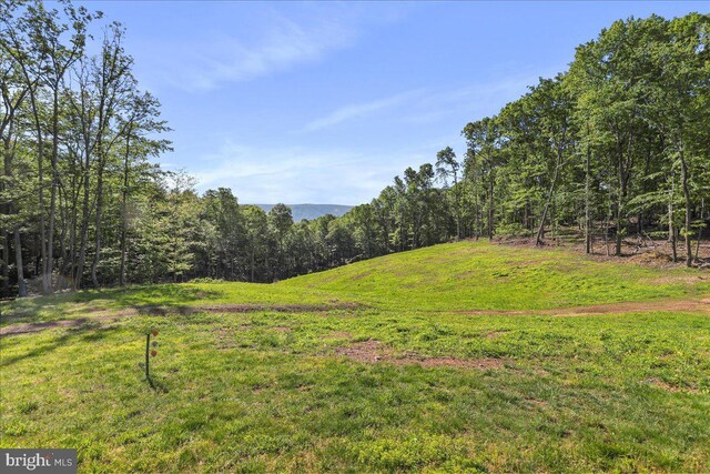 6194 Milo School Rd, Great Cacapon, WV 25422 - view of grassy yard featuring a wooded view