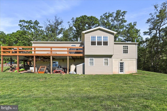 6194 Milo School Rd, Great Cacapon, WV 25422 - back of property featuring a deck and a yard