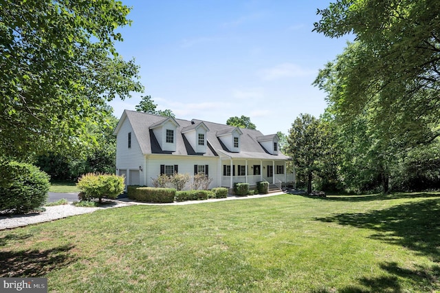 661 Germany Rd, Stephens City, VA 22655 - cape cod-style house featuring a garage, covered porch, a front lawn, and driveway