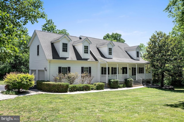 661 Germany Rd, Stephens City, VA 22655 - cape cod-style house featuring a garage, a porch, a front lawn, and a shingled roof