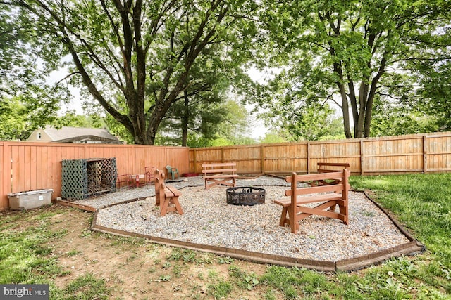 fenced backyard featuring an outdoor fire pit