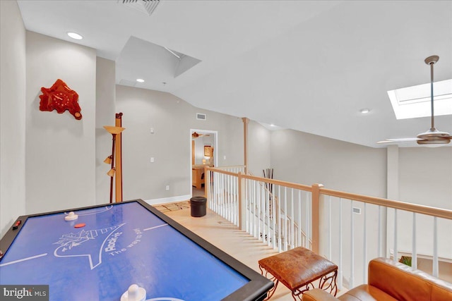 320 Hummingbird Way Unit 302, Lake Harmony, PA 18624 - rec room featuring a skylight, vaulted ceiling, recessed lighting, and baseboards