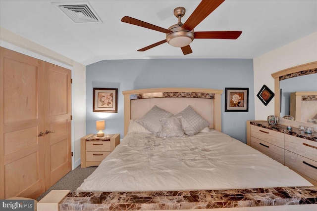 320 Hummingbird Way Unit 302, Lake Harmony, PA 18624 - carpeted bedroom featuring lofted ceiling and ceiling fan