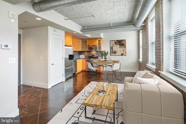 916 G St NW Unit 505, Washington, DC 20001 - living area featuring recessed lighting and dark tile patterned flooring