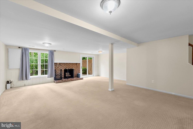 4516 4th Rd N, Arlington, VA 22203 - unfurnished living room featuring carpet, healthy amount of natural light, a fireplace, and baseboards