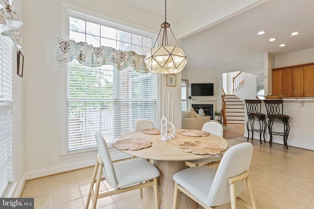2714 Cabernet Ln, Annapolis, MD 21401 - dining space with healthy amount of natural light, light tile patterned floors, baseboards, and recessed lighting