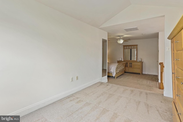 2714 Cabernet Ln, Annapolis, MD 21401 - unfurnished bedroom featuring carpet floors, vaulted ceiling, baseboards, and a ceiling fan