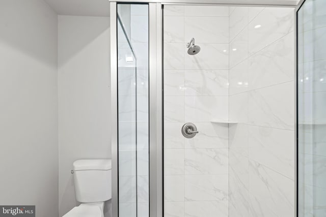 full bath with a stall shower and toilet