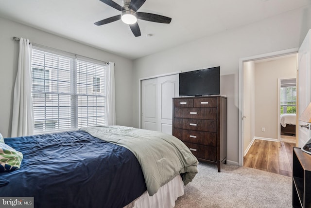 1723 Magnolia Ct, Garnet Valley, PA 19060 - carpeted bedroom featuring a closet, baseboards, and ceiling fan