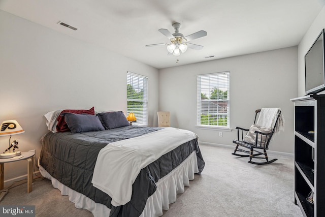1723 Magnolia Ct, Garnet Valley, PA 19060 - bedroom with multiple windows, baseboards, light colored carpet, and ceiling fan