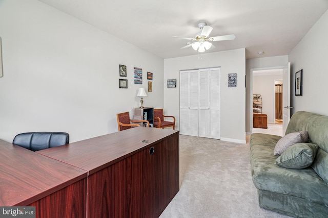 1723 Magnolia Ct, Garnet Valley, PA 19060 - home office with light carpet, ceiling fan, and baseboards