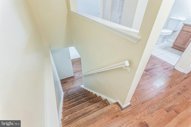 8151 Mandan Ter, Greenbelt, MD 20770 - staircase featuring wood finished floors