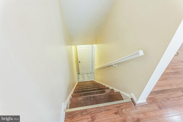 8151 Mandan Ter, Greenbelt, MD 20770 - stairway with crown molding, wood finished floors, and baseboards