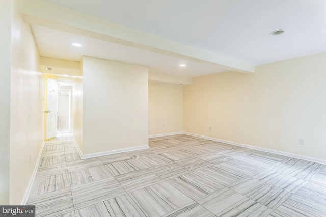 8151 Mandan Ter, Greenbelt, MD 20770 - spare room with recessed lighting, baseboards, and beamed ceiling