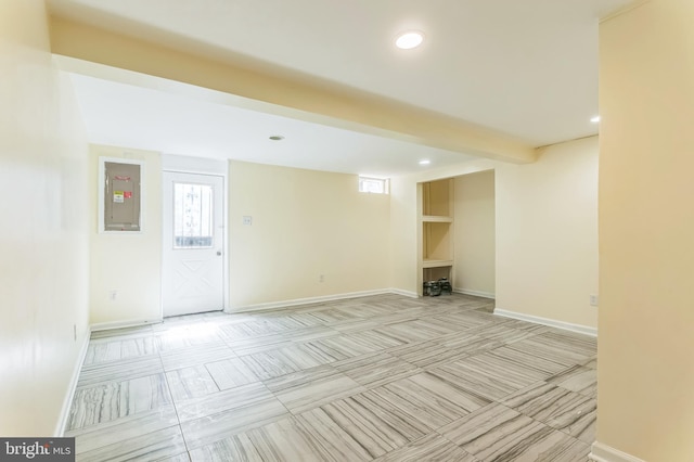 8151 Mandan Ter, Greenbelt, MD 20770 - below grade area featuring baseboards, electric panel, and recessed lighting