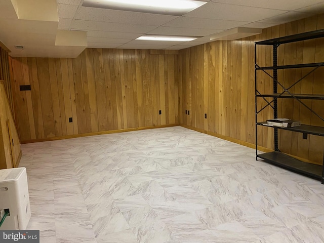 6219 Seminole Pl, Berwyn Heights, MD 20740 - finished basement featuring wooden walls, baseboards, and a drop ceiling