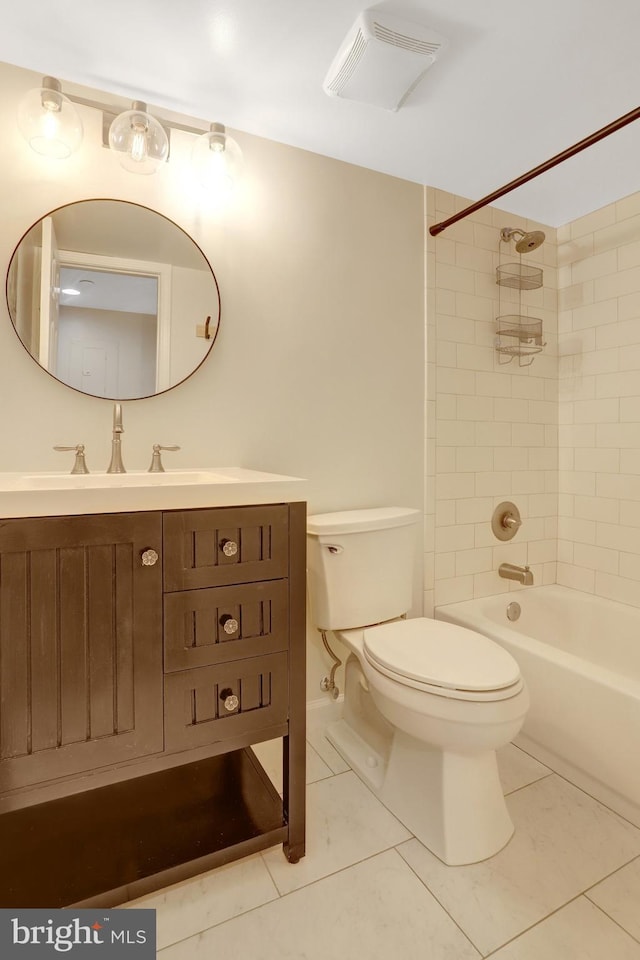 1001 N Randolph St Unit 109, Arlington, VA 22201 - bathroom featuring toilet, vanity, tile patterned floors, and bathtub / shower combination
