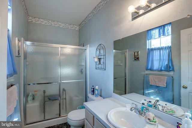 4 Montclair Ave, Berlin, NJ 08009 - bathroom featuring a stall shower, toilet, and vanity