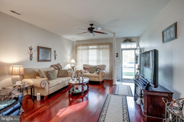 4 Montclair Ave, Berlin, NJ 08009 - living room featuring a ceiling fan and wood finished floors