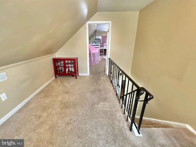 2817 Comly Rd, Philadelphia, PA 19154 - stairway with carpet floors, lofted ceiling, and baseboards
