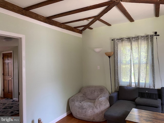 5110 Berclair Plantation Ln, Fredericksburg, VA 22408 - sitting room featuring beamed ceiling and baseboards
