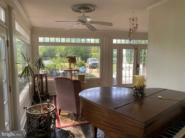 5110 Berclair Plantation Ln, Fredericksburg, VA 22408 - sunroom featuring french doors, crown molding, and a hot tub