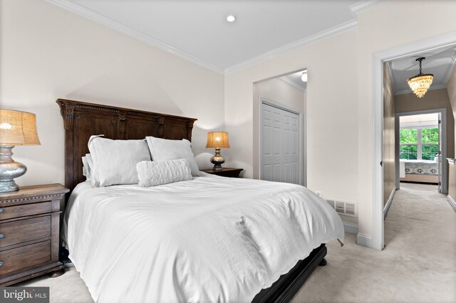 507 Governors Ct, Philadelphia, PA 19146 - bedroom featuring crown molding, light colored carpet, a closet, and baseboards