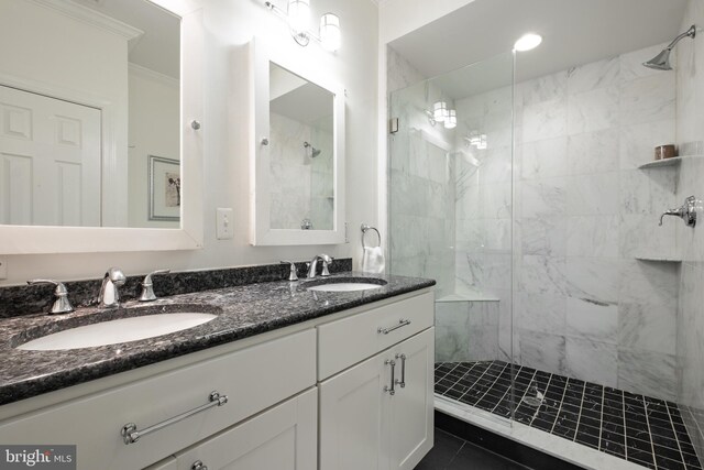507 Governors Ct, Philadelphia, PA 19146 - full bath featuring a shower stall, double vanity, and tile patterned floors
