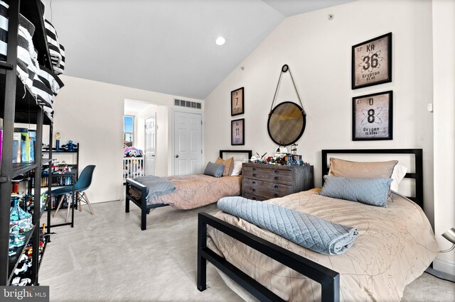 507 Governors Ct, Philadelphia, PA 19146 - bedroom with vaulted ceiling and carpet flooring